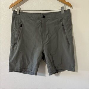 Mack Weldon Hybrid Performance Shorts Gray Stretch Nylon Perforated-Medium